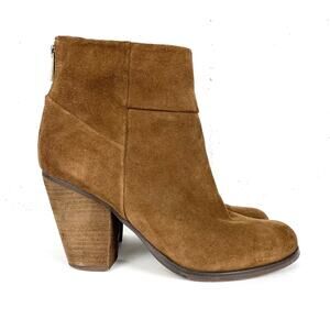 Arturo Chiang Womens Hadley Heeled Boots Brown Suede Ankle Back Zip Closure 9